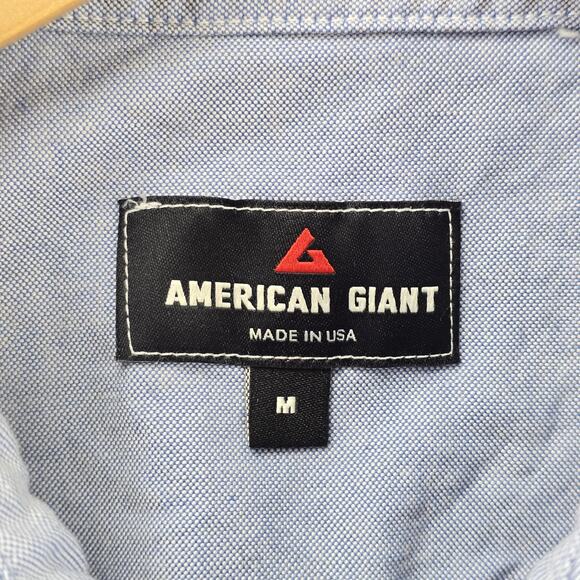 American Giant Supima Oxford Shirt Mens Medium Button Down Chambray Long Sleeve - Picture 4 of 10